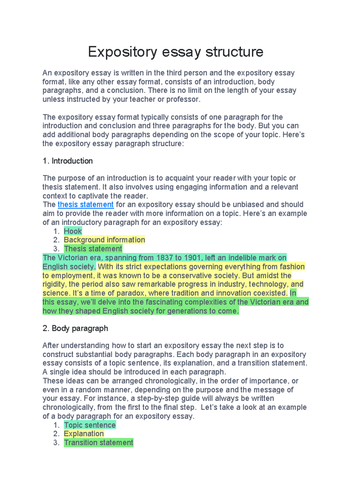 Expository Essay Structure: A Comprehensive Guide - Studocu