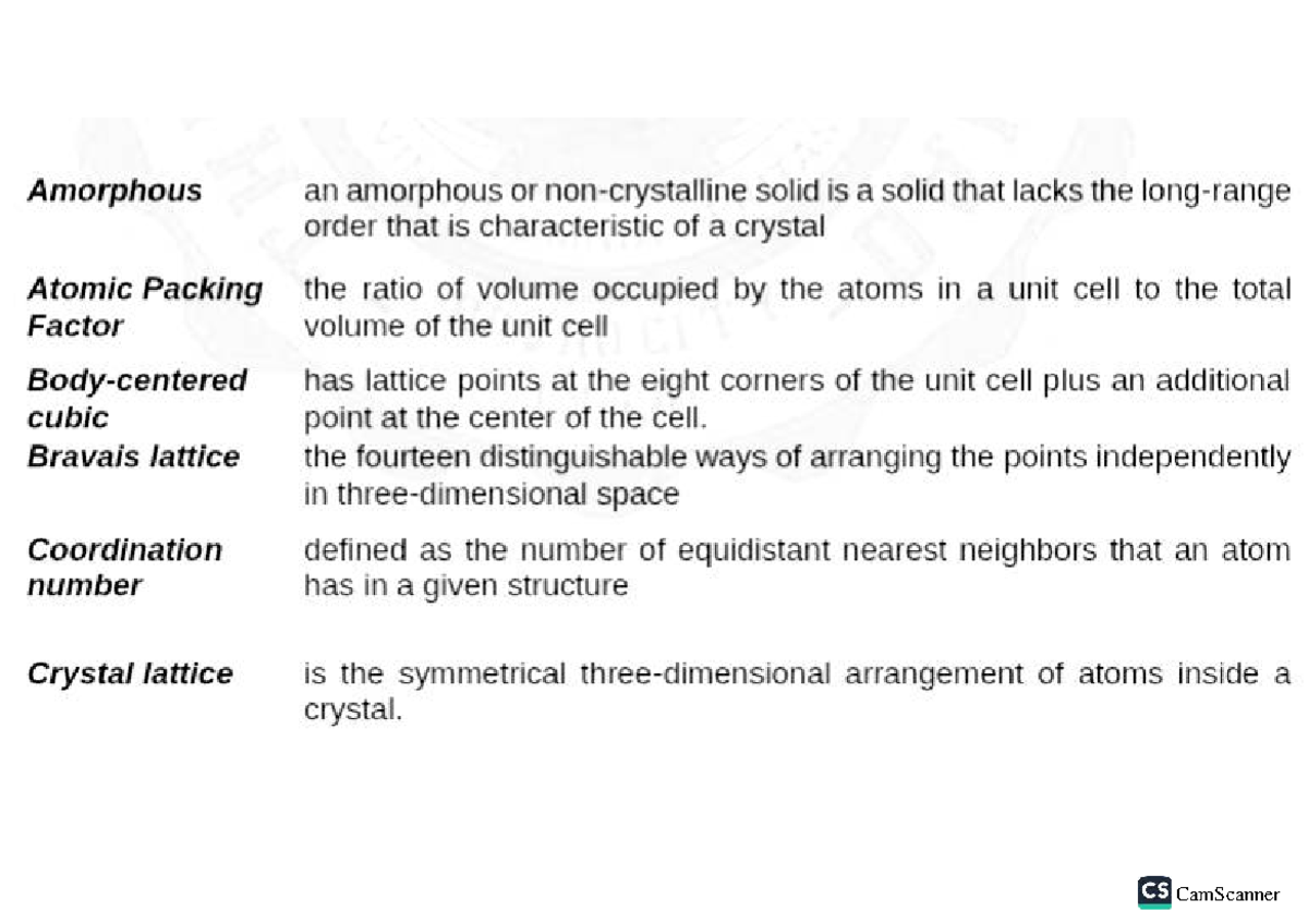 CS Crystal Structure: Understanding Unit Cells and Lattices - Studocu