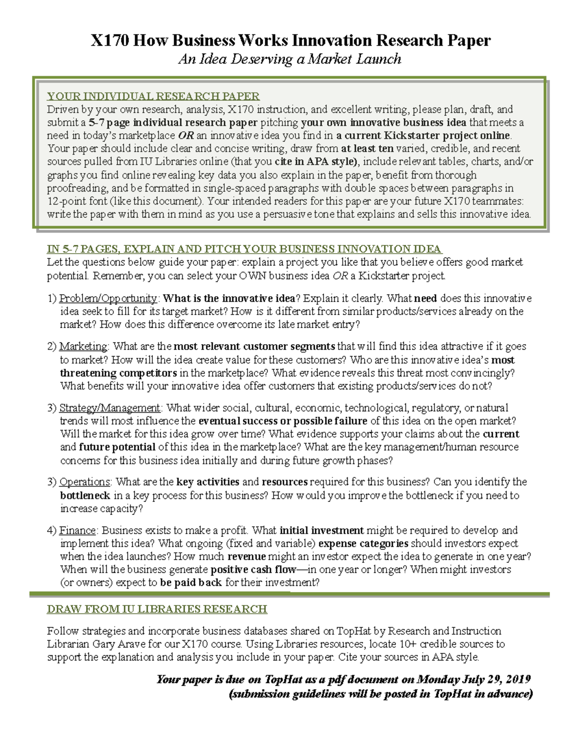 X170 Innovation Paper guidelines - X170 How Business Works Innovation ...
