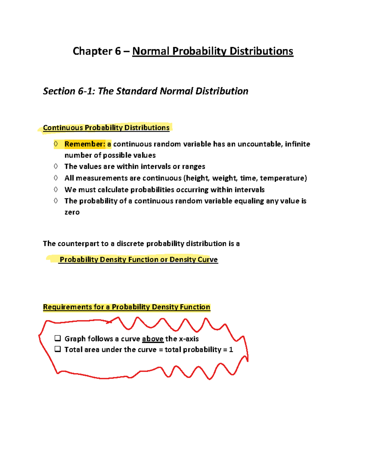 Notes; Sec 6-1-1 - Chapter 6 – Normal Probability Distributions Section ...