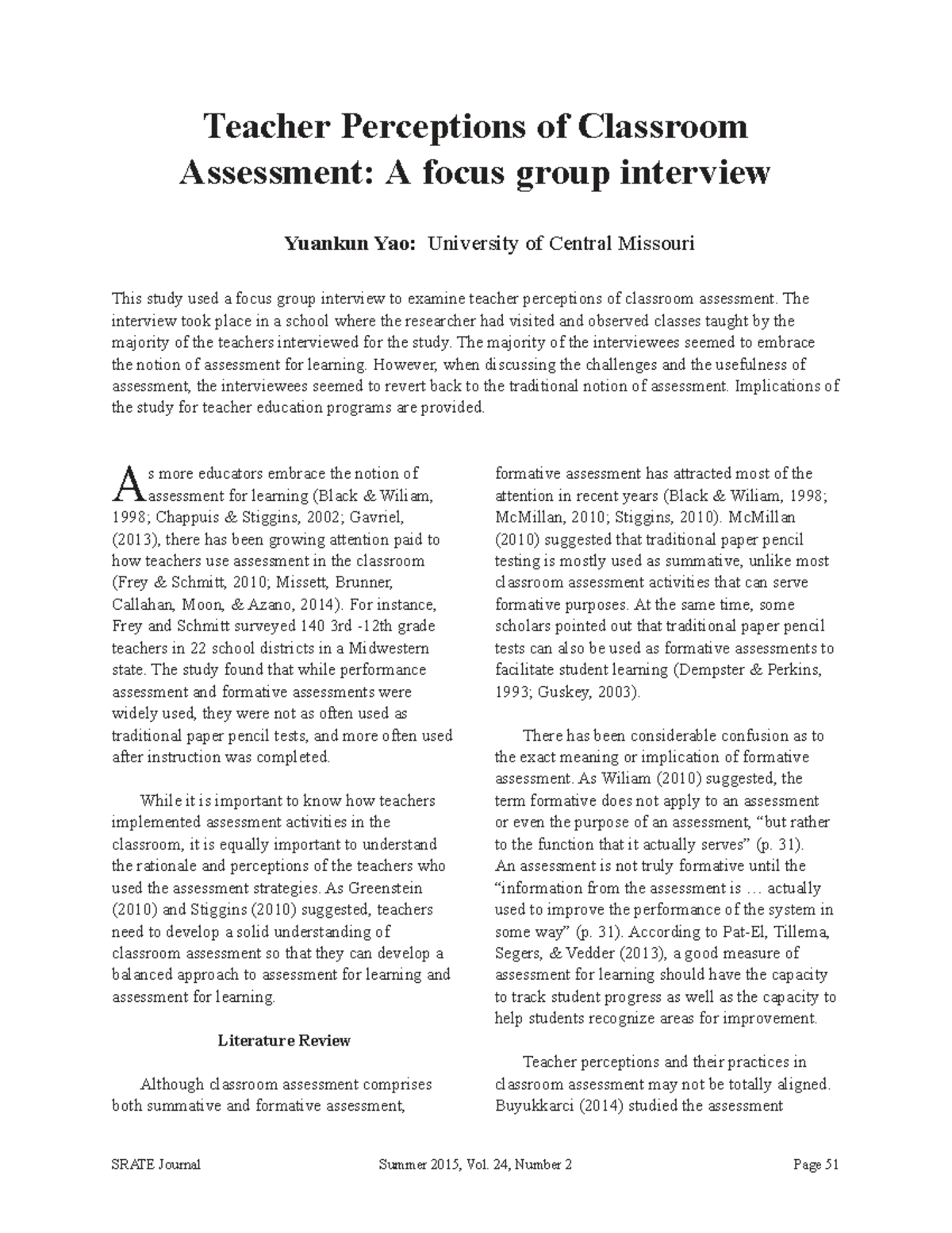 Teacher Perceptions of Classroom Assessment: Focus Group Insights (EDUC ...