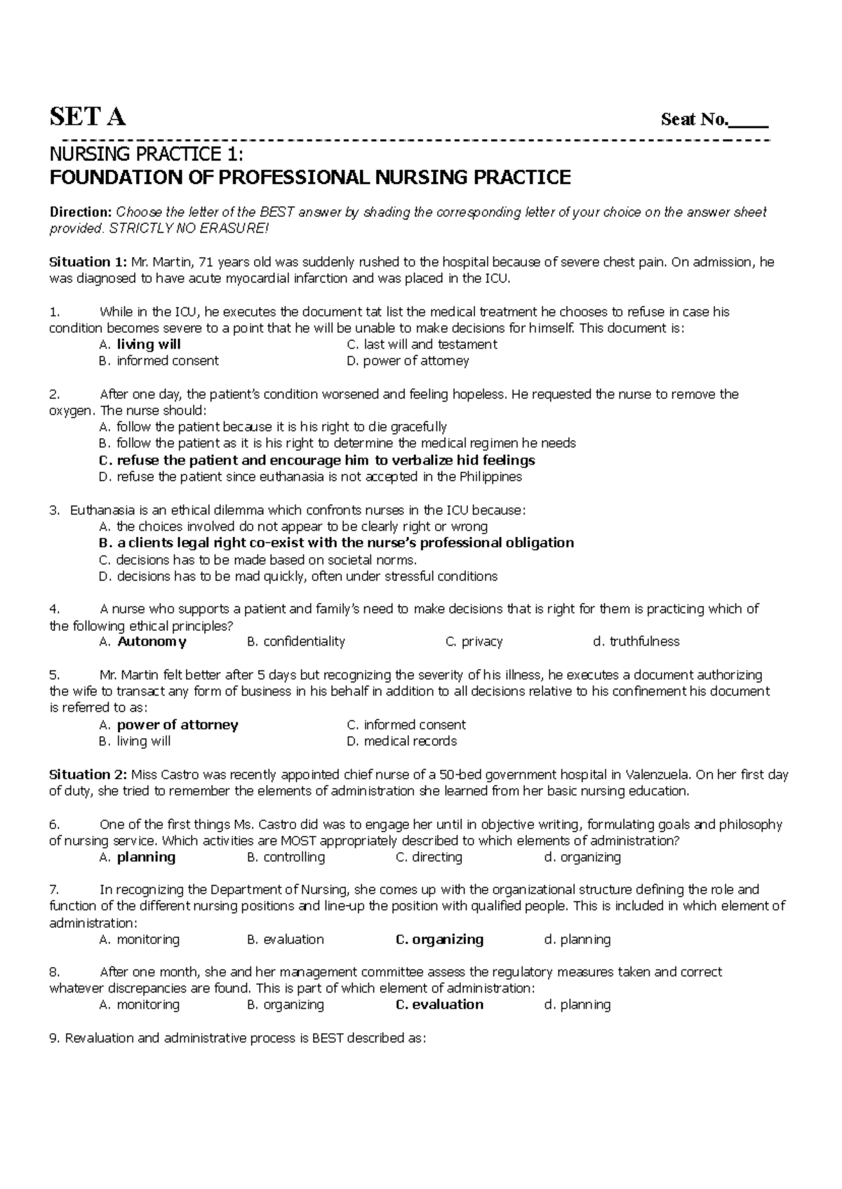 Final Exam Review: MAY 2022 Nursing Practice 1 (NUR 101) Questions and ...