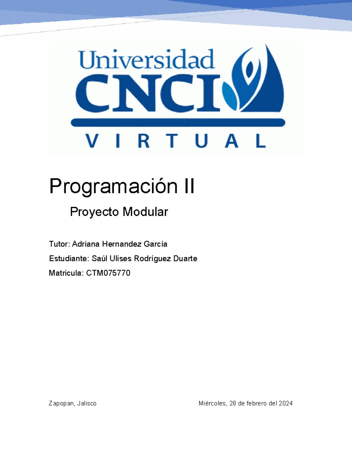 Proyecto Modular Programación 2 - Programación II Proyecto Modular ...