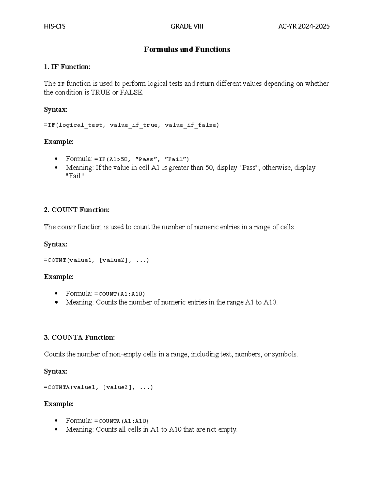 G8-Functions - Lean MS mesa & - Formulas and Functions 1. IF Function ...