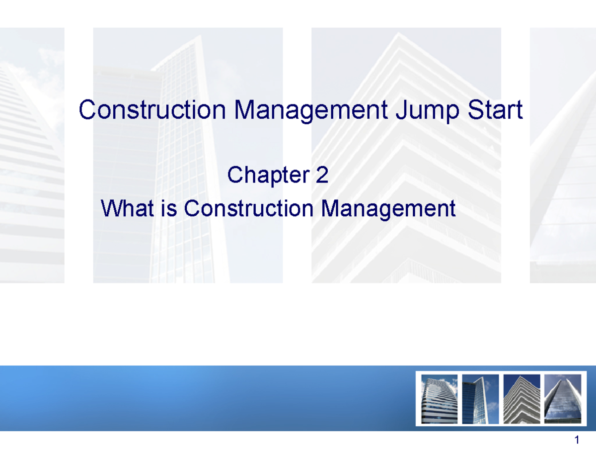 CM 101: Introduction to Construction Management - Studocu