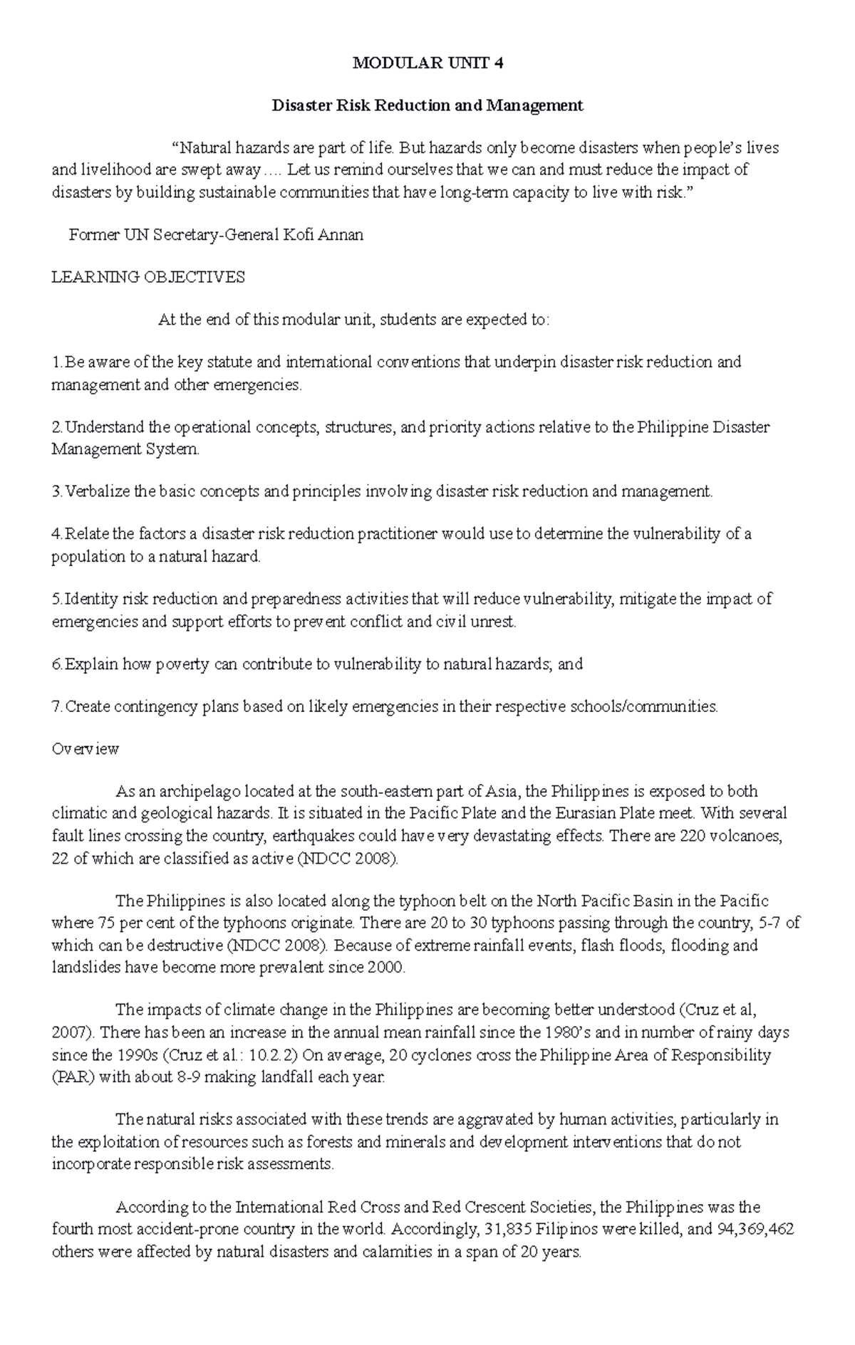 Disaster Risk Reduction and Management (DRRM) in the Philippines: A ...