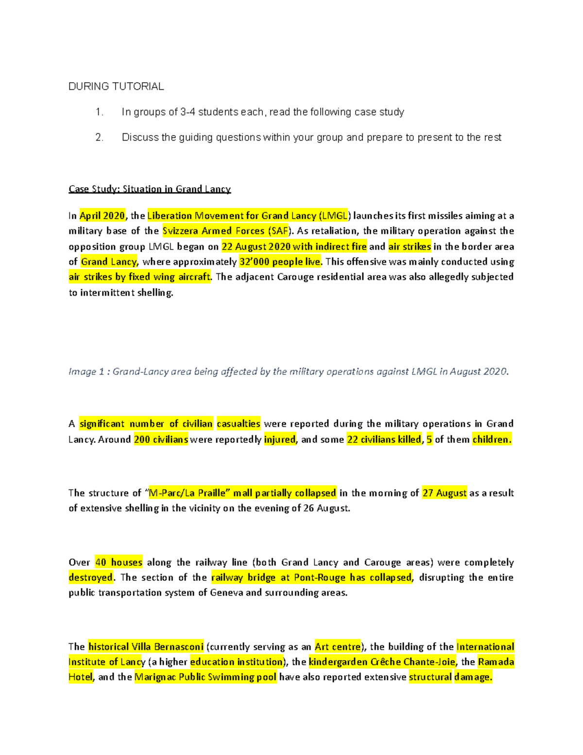IHL Tutorial: Case Study on Armed Conflict in Grand Lancy - Studocu