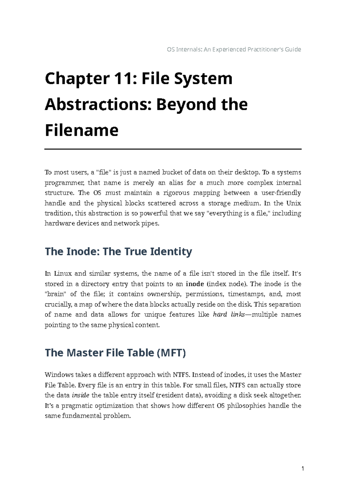 OS Internals (CS101): Chapter 11 - File System Abstractions - Studocu