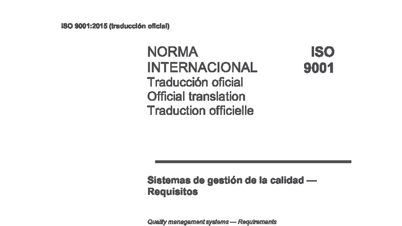 ISO 9001:2015 - Traducción Oficial de la Norma Internacional - Studocu