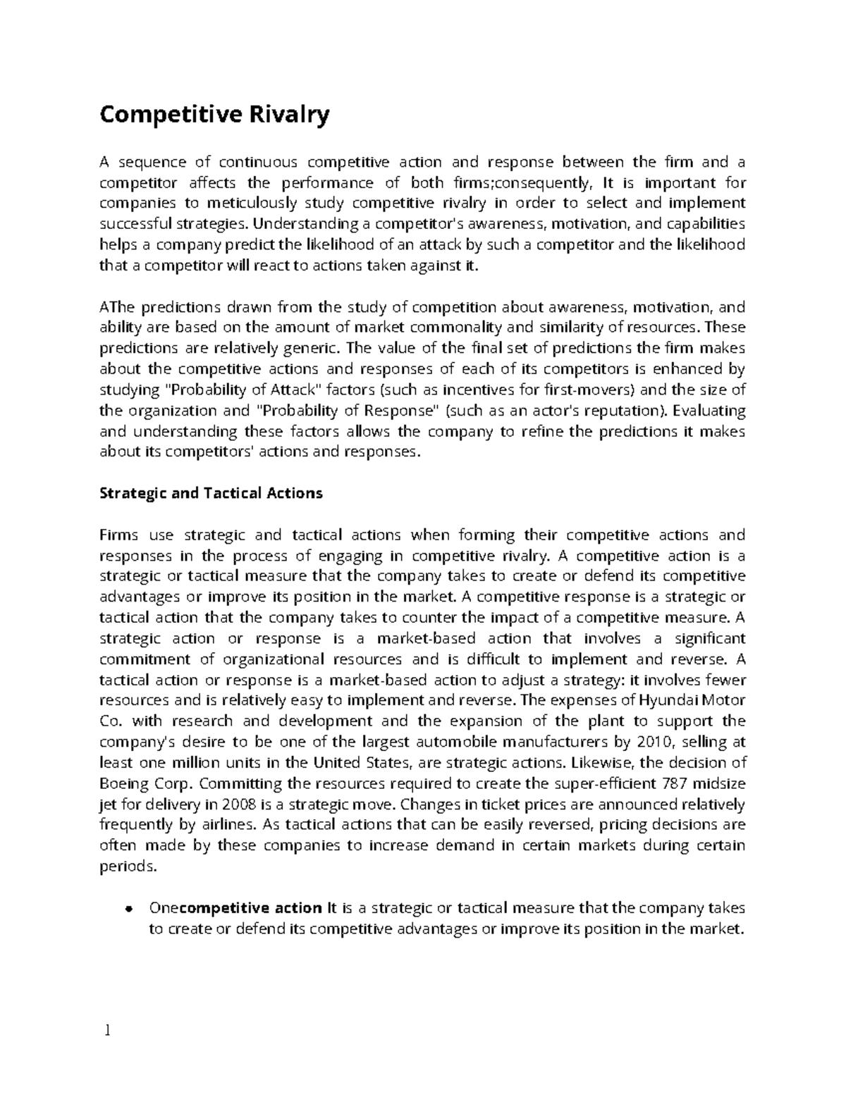 Competitive Rivalry Strategies: Insights for Business Success - Studocu