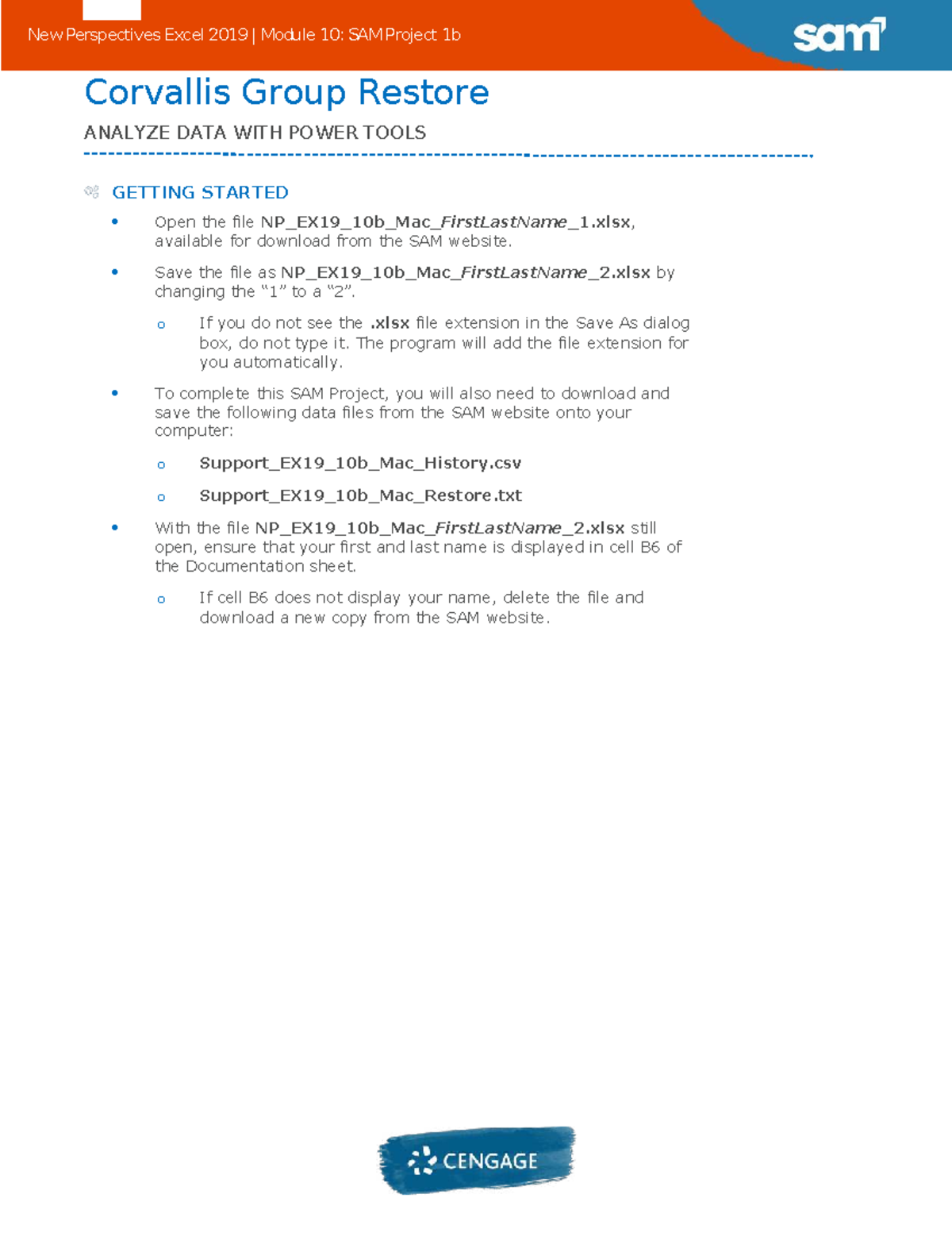 New perspectives Excel 2019 Module 10: SAM project 1b instructions ...