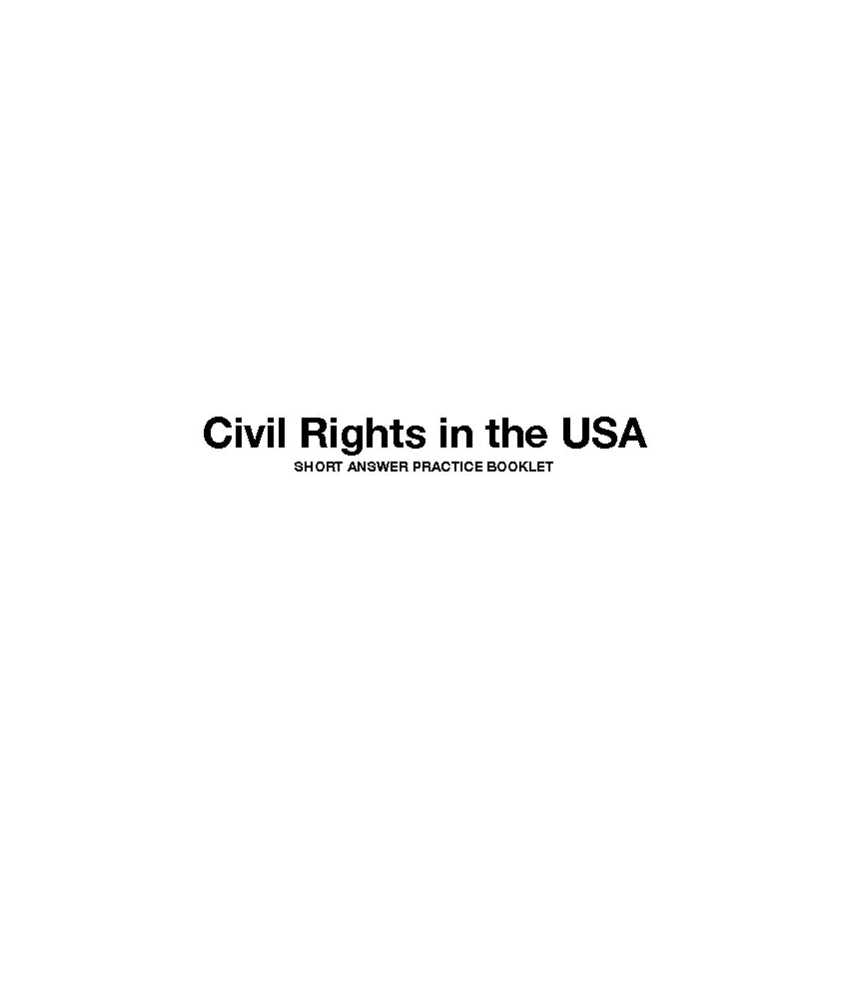 Civil Rights Movement HSC Short Answer Practice Questions - Studocu