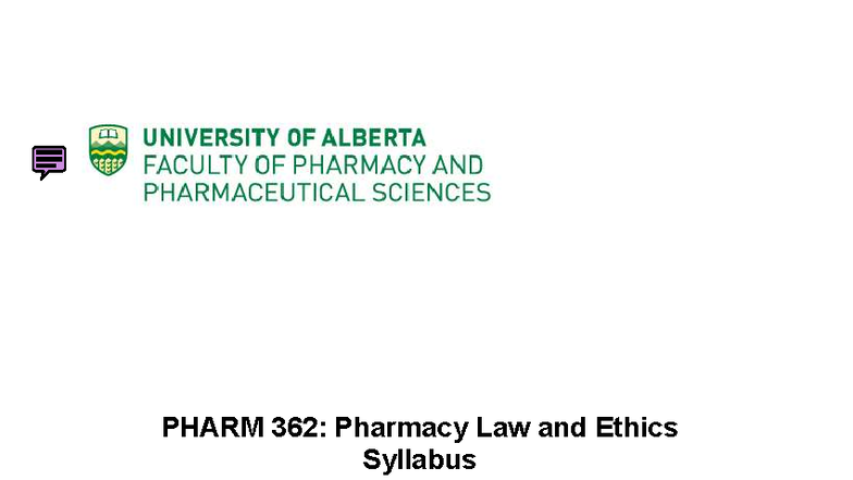 PHARM 362: Pharmacy Law & Ethics Syllabus - Fall Semester - Studocu