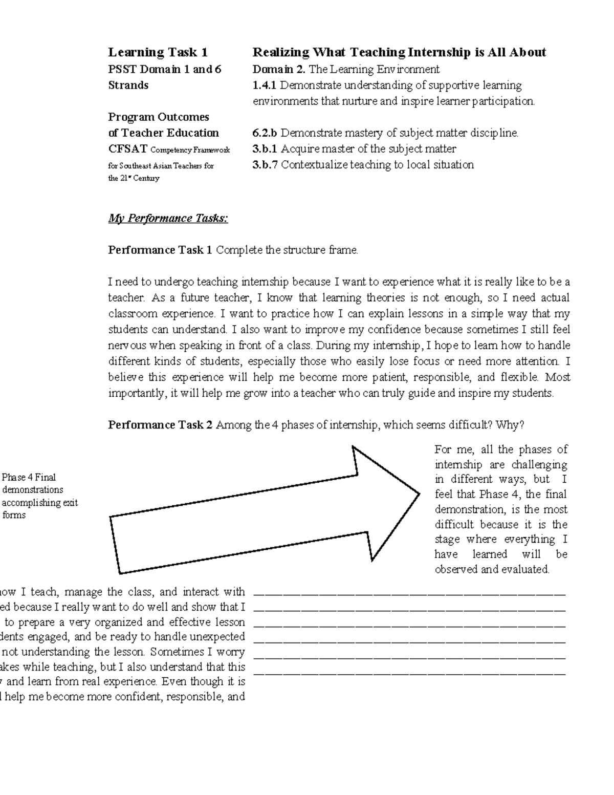 Learning Task 1: Understanding Teaching Internship & Supportive ...