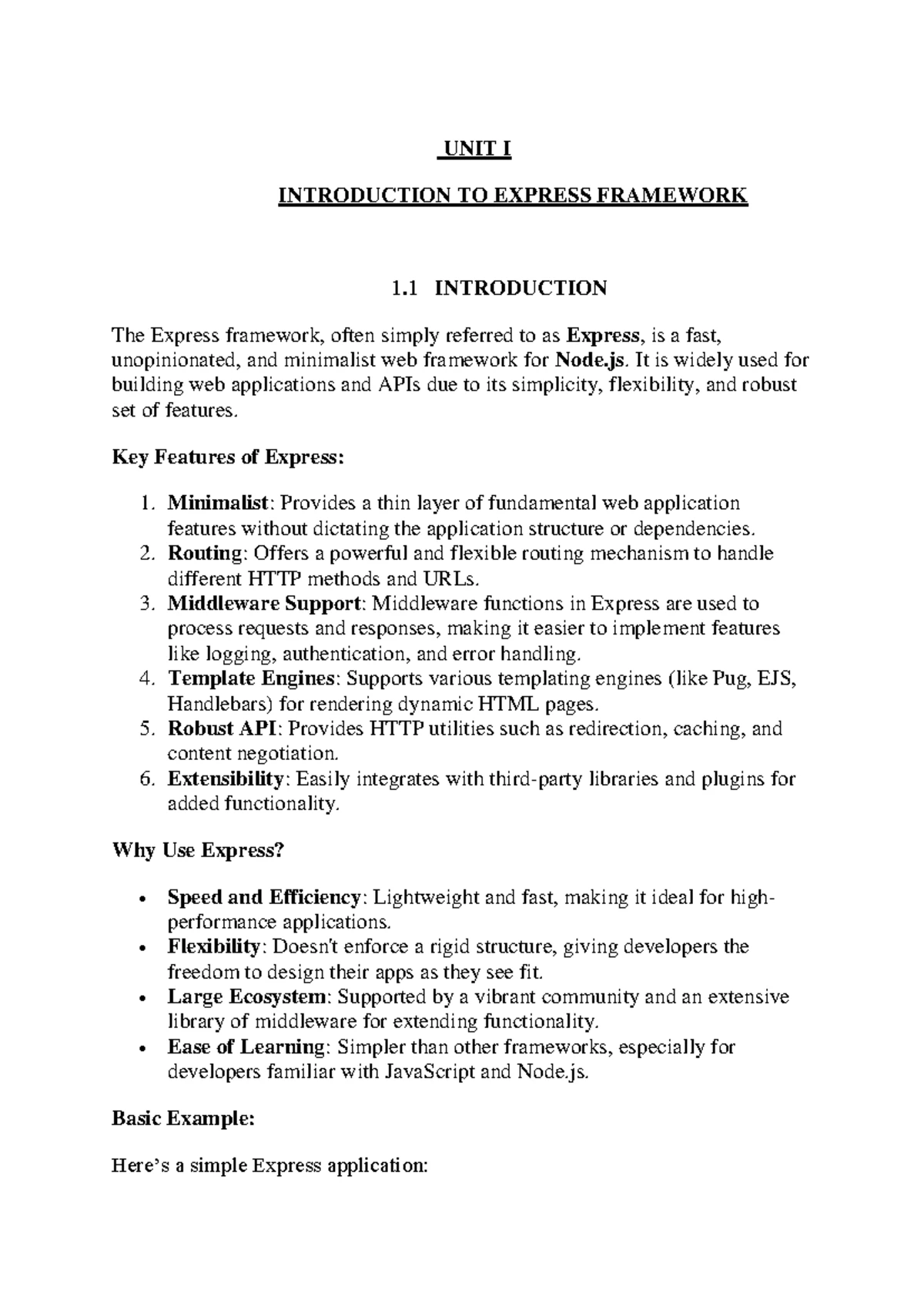 FULL Stack Course UNIT 1: Express Framework Overview & Notes - Studocu