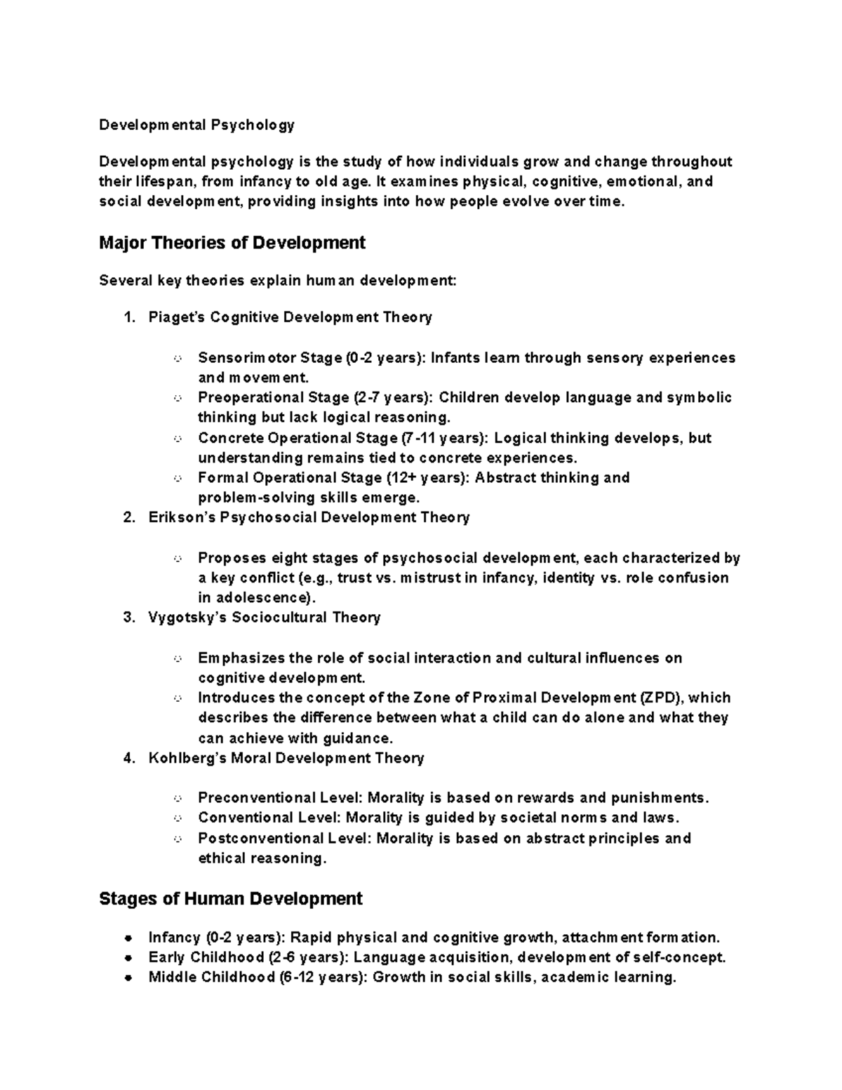3 - Developmental Psychology Overview and Key Theories - Studocu