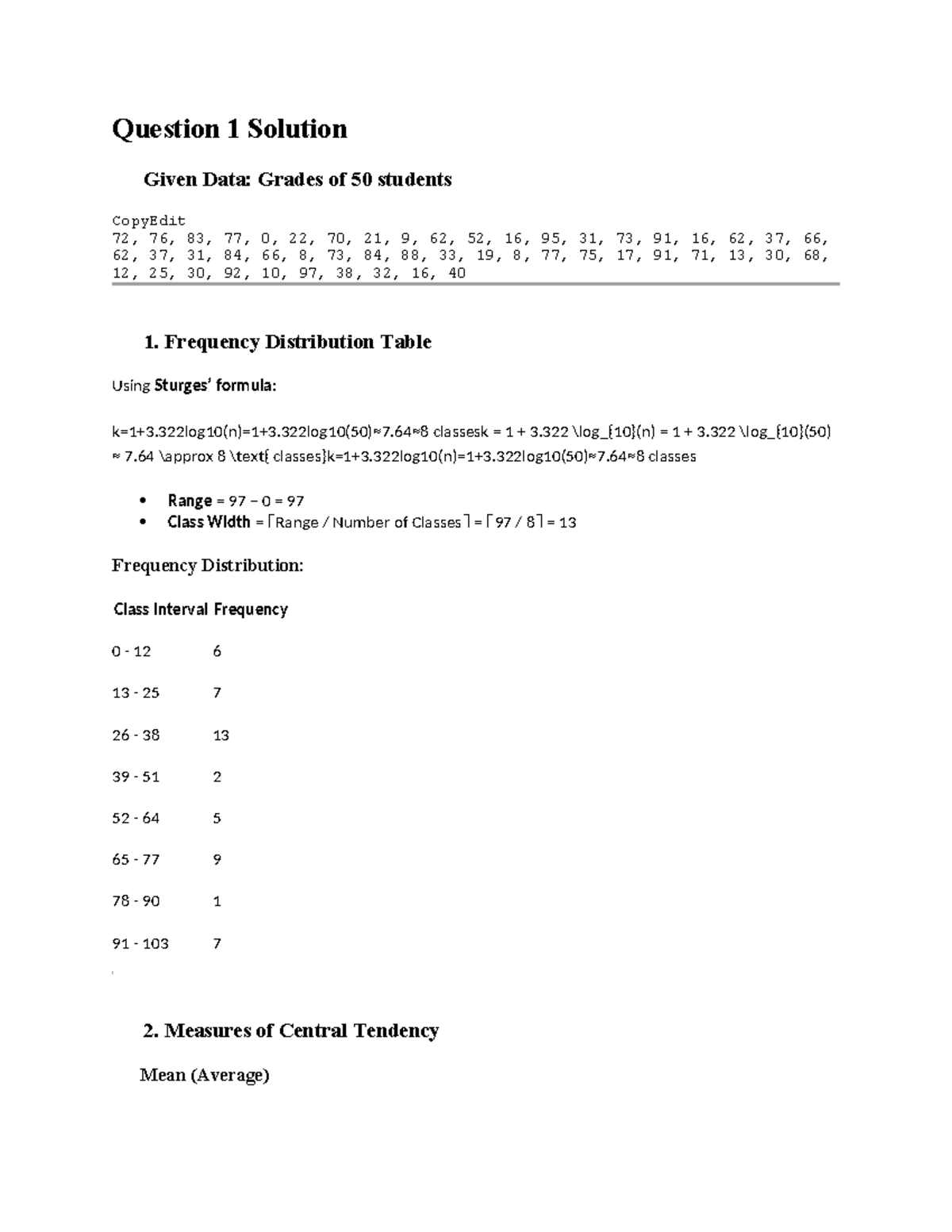 Statistical Analysis of Student Grades - Course Code: ABC 3UHCEU - Studocu