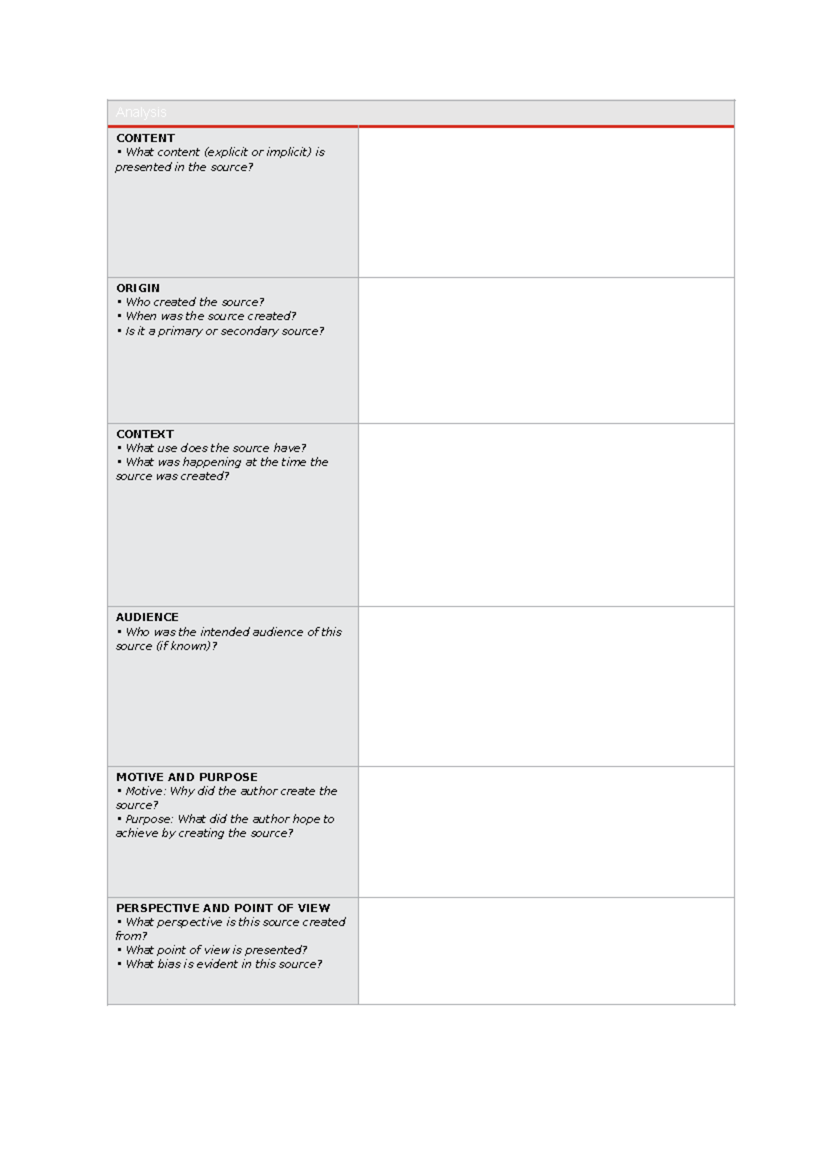 Source Analysis-1: Analysis Scaffold Guide for Assessment - Studocu
