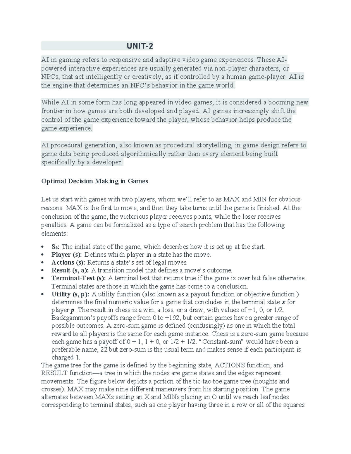 UNIT-2 AI - Notes on Game Theory and Decision Making - Studocu