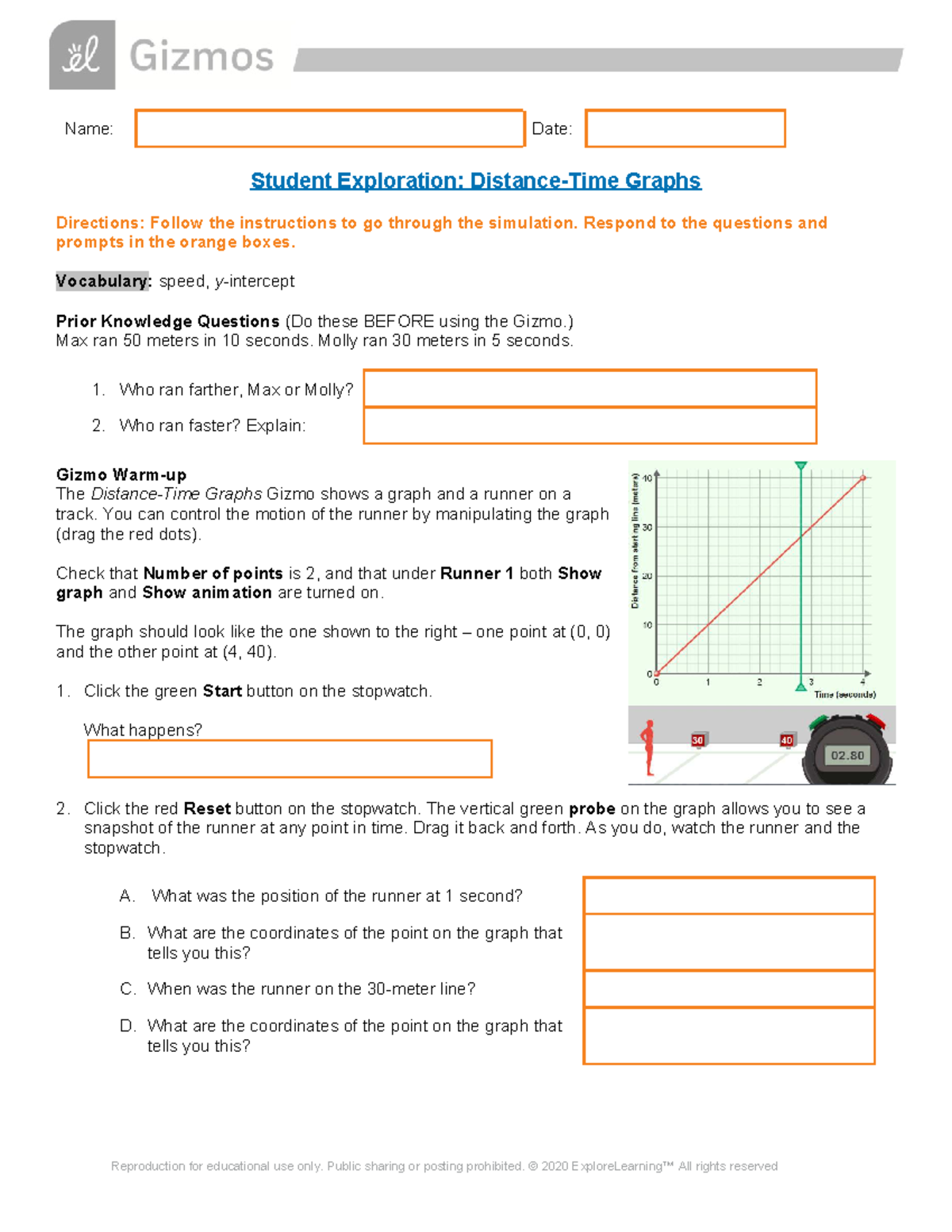 Distance-Time Graphs Gizmos Exploration Guide - Studocu