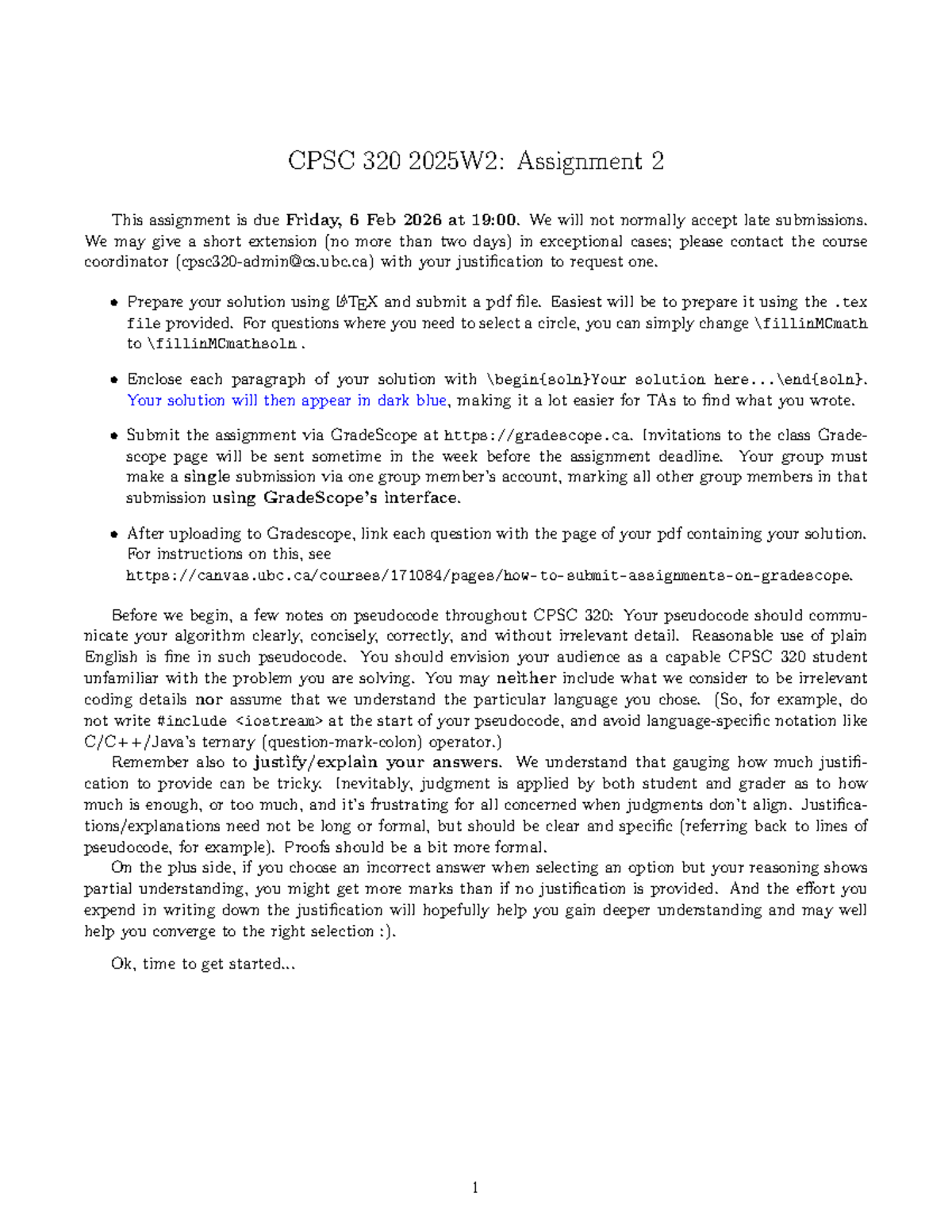 CPSC 320 2025W2: Assignment 2 Guidelines and Submission Details - Studocu