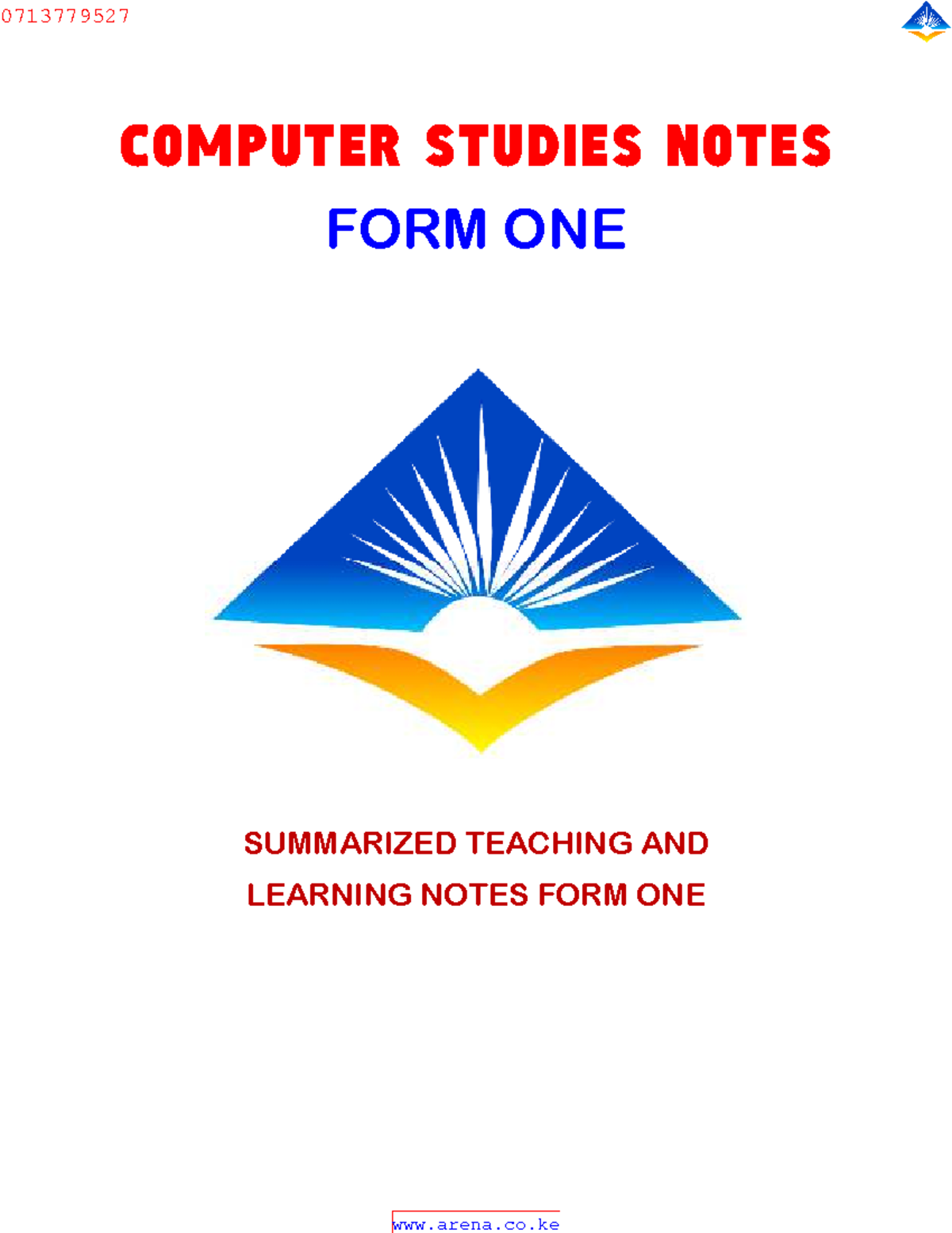 Computer Studies FORM ONE Notes - COMPUTER STUDIES NOTES FORM ONE ...