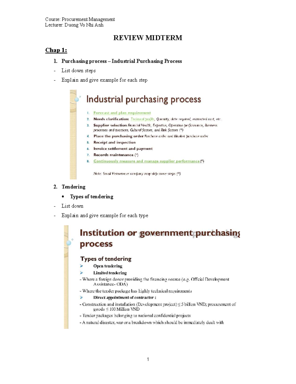 [Procurement] Review Midterm - G01: Key Concepts & Processes - Studocu