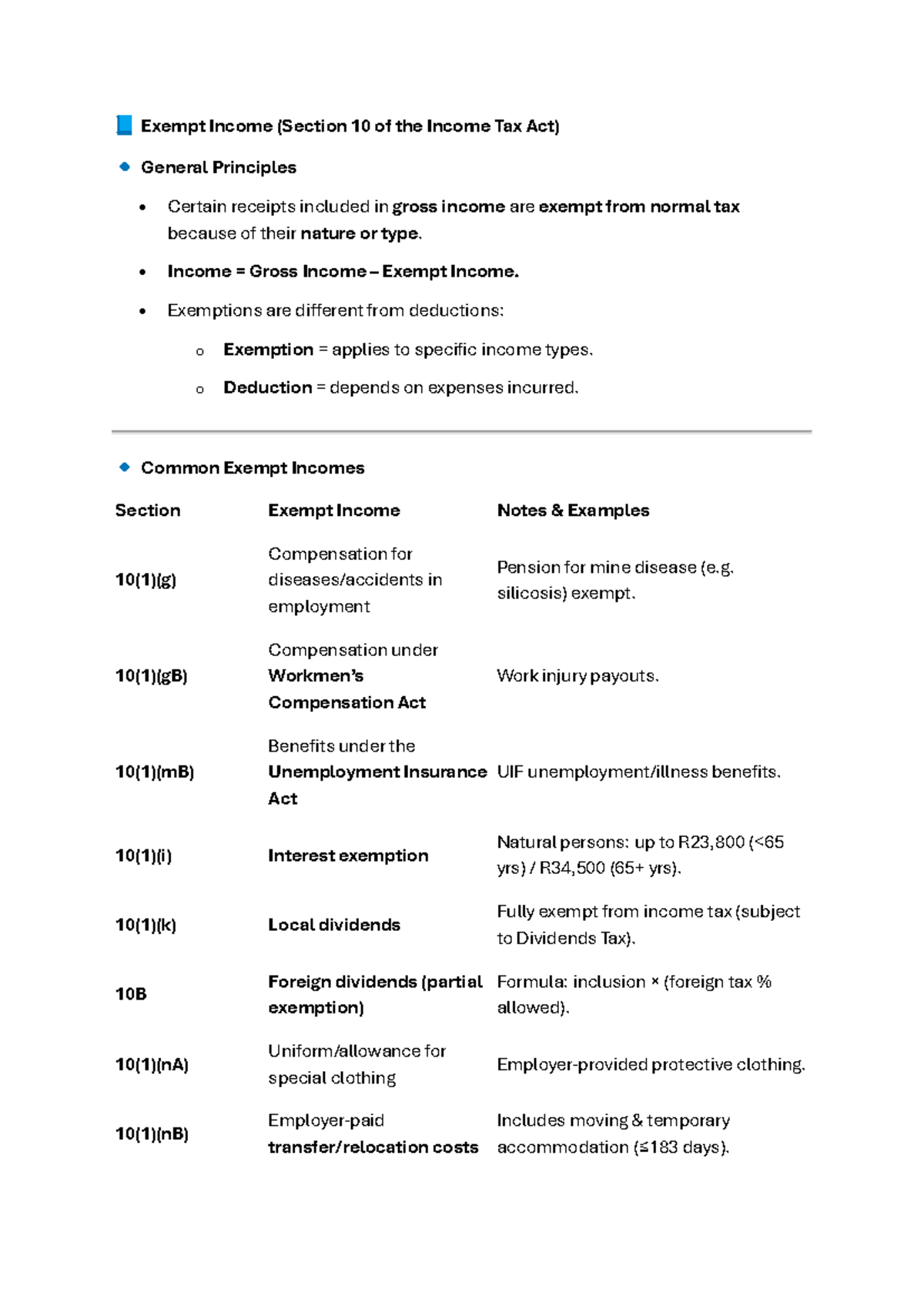 📘 Exempt Income Overview: Key Principles & Examples (TAX3761) - Studocu