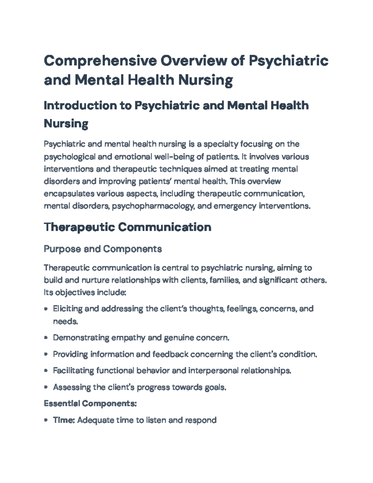 Psychiatric and Mental Health Nursing Overview: Key Concepts and Care ...
