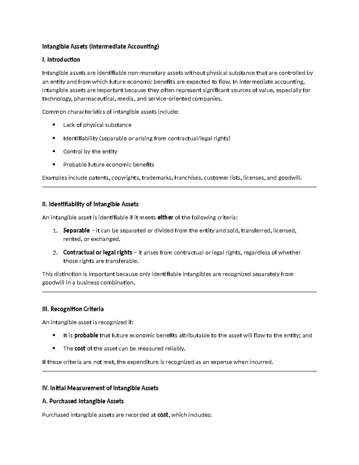 Intangible Assets Overview (Intermediate Accounting) - Studocu