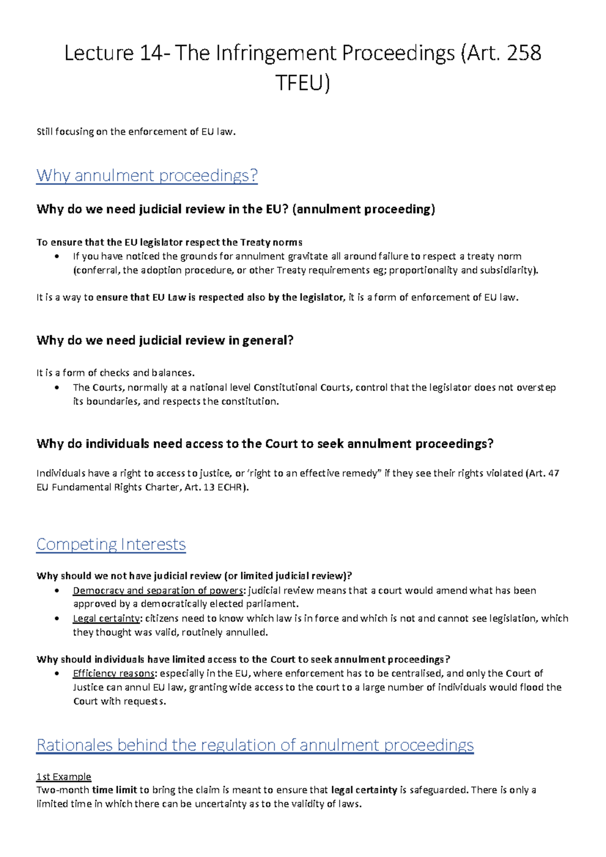 The Infringement Proceedings (Article 258 TFEU) EU Constitutional Law ...