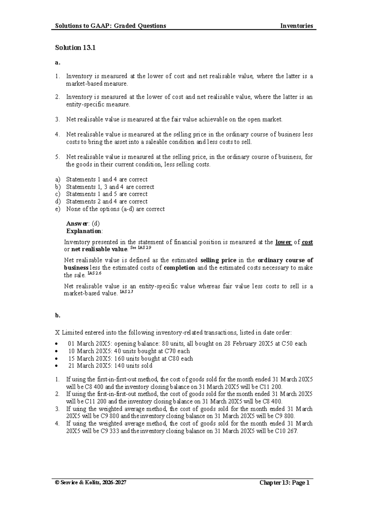 Solutions to GAAP: Graded Questions on Inventories (T8) - Studocu