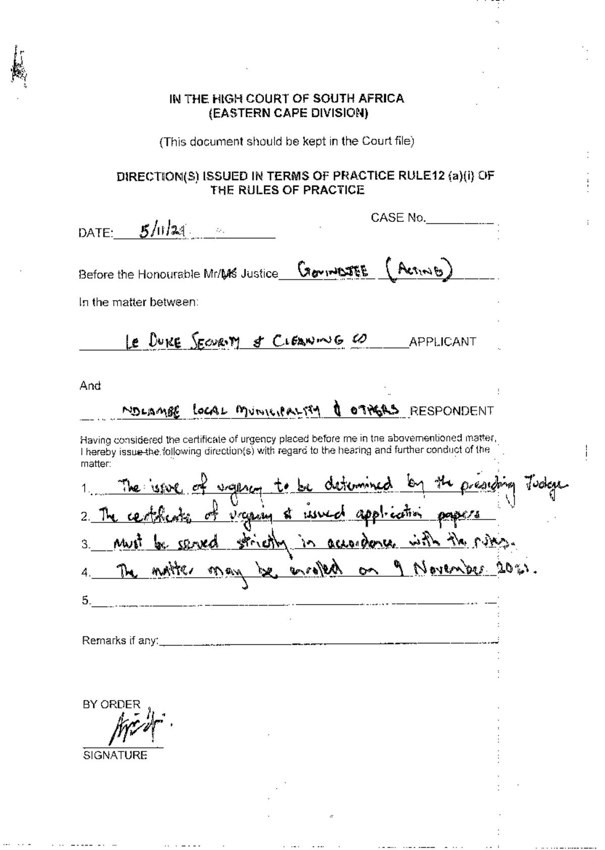 Directive from the Judge in Case No. [Insert Case Number] - Studocu