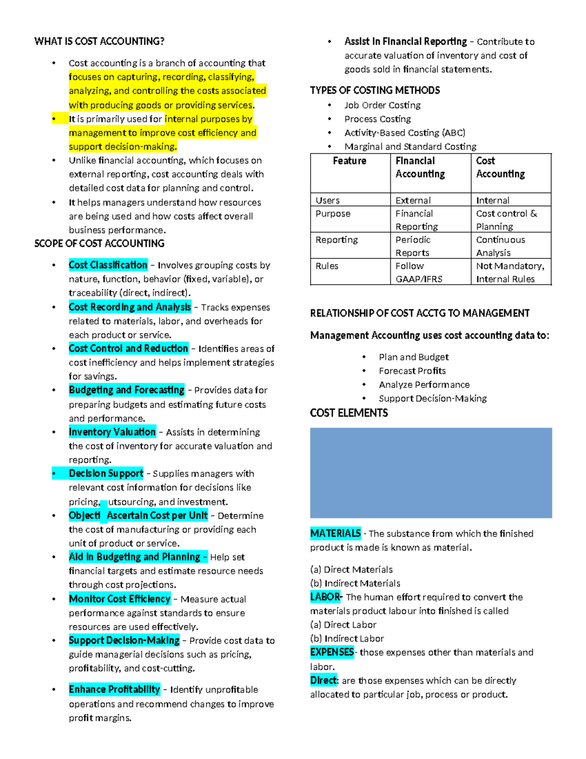 Intro to Cost Accounting: Key Concepts and Methods - Studocu