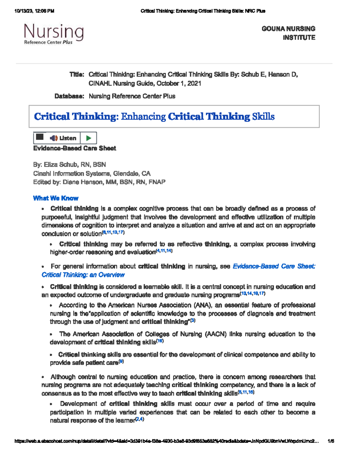 Enhancing Critical Thinking Skills: Strategies for Effective Learning ...