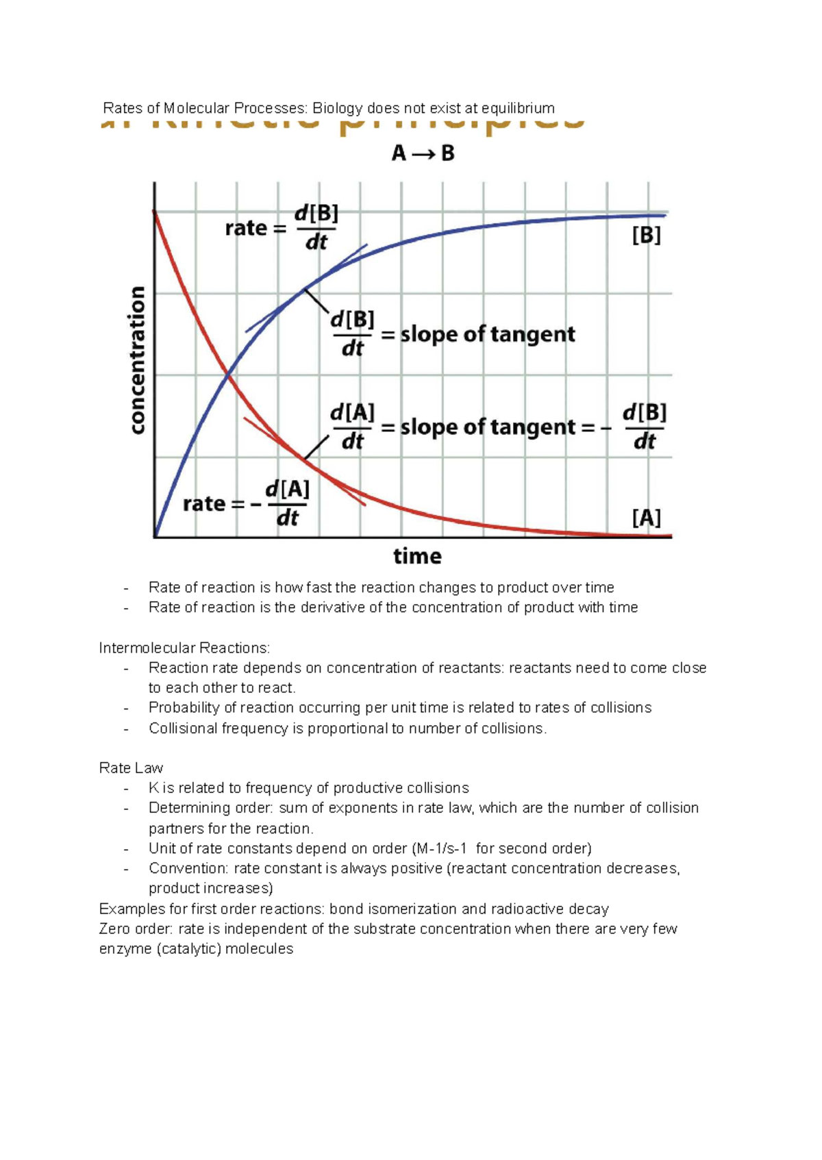 Kinetics Unit Exam Notes: Understanding Molecular Processes in Biology ...