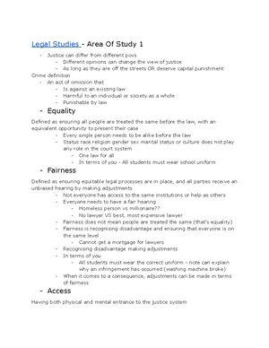 VCE Legal Studies Unit 1 AOS 1 Notes - Legal notes – Social cohesion is ...