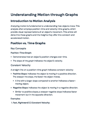 Understanding Motion: Position & Velocity vs. Time Graphs (PHYS101 ...