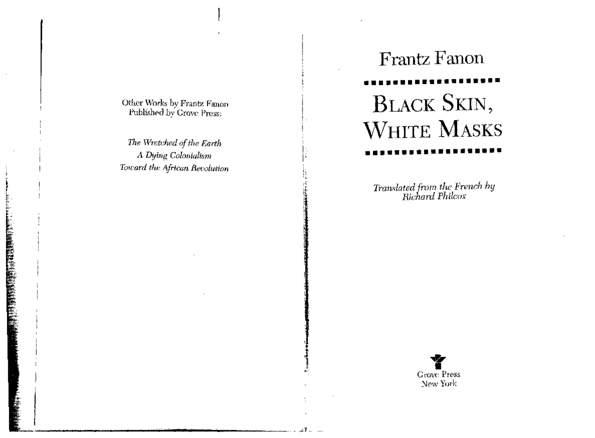 Frantz fanon black skin white masks