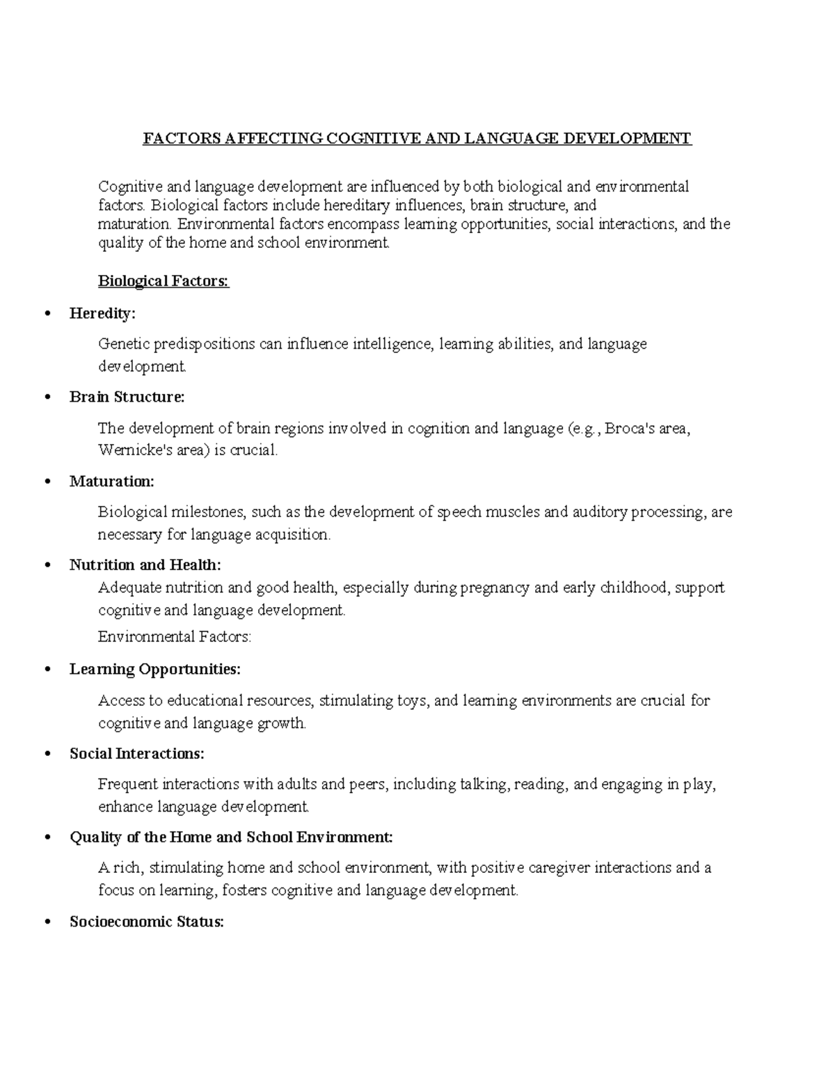 Cognitive & Language Development Factors: A Comprehensive Overview ...