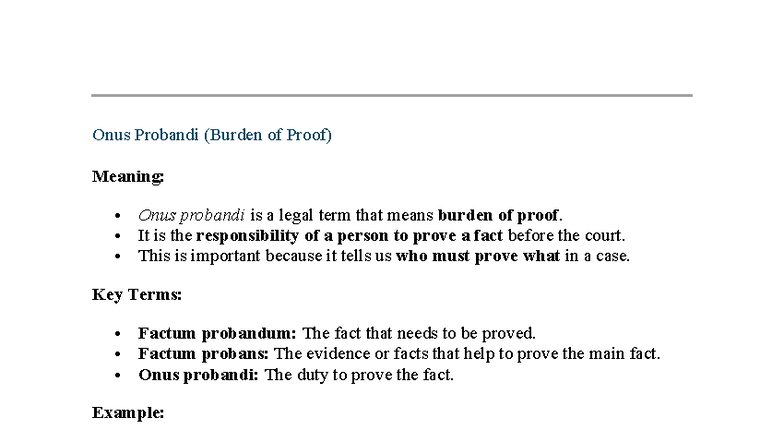 Onus Probandi: Understanding Burden of Proof in Indian Law - Studocu