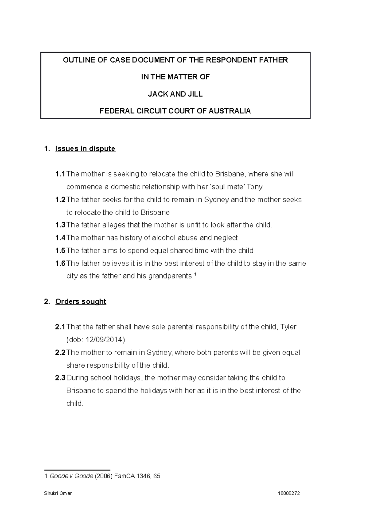 Family Law 2023 Final Assessment: Jack and Jill Case Analysis - Studocu