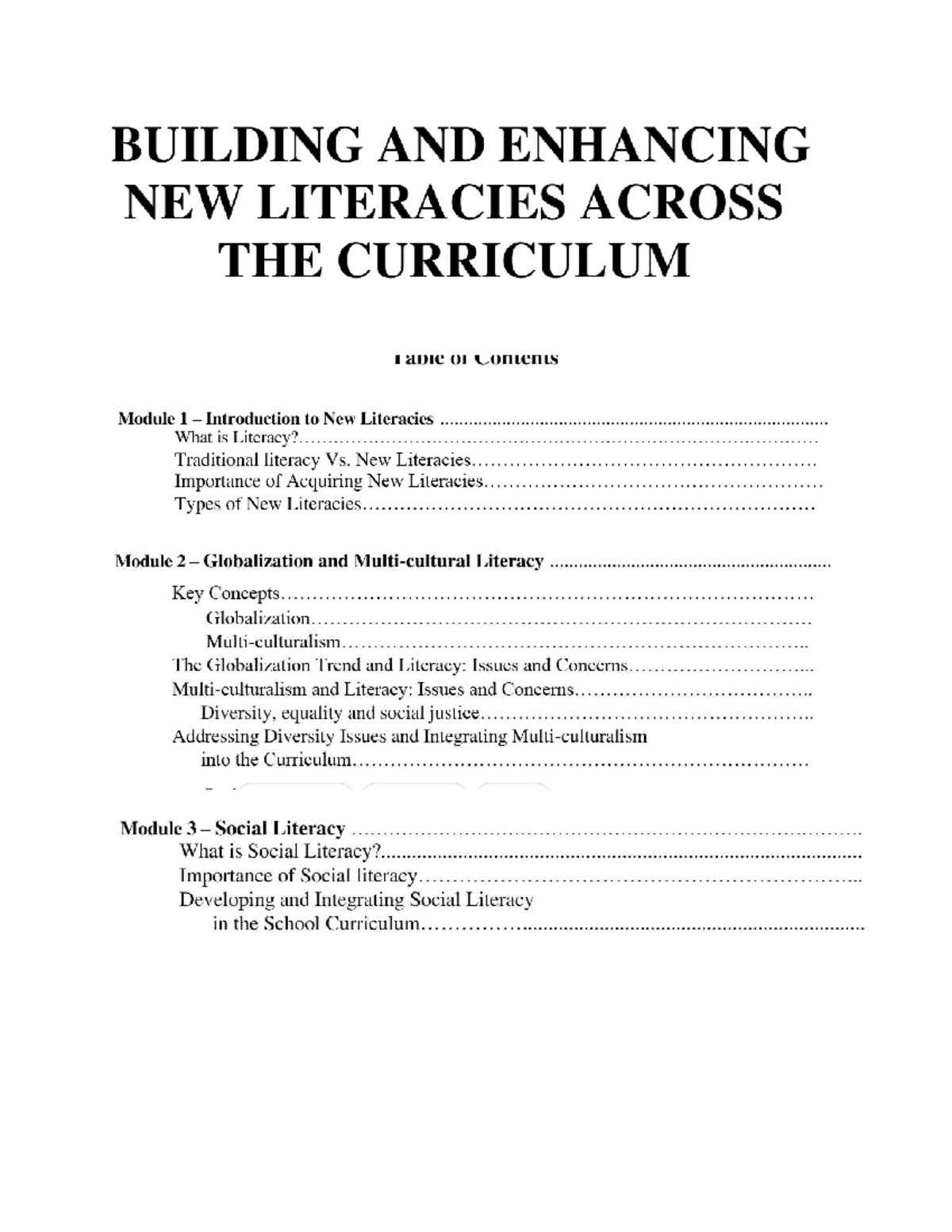 Building and Enhancing New Literacies Across the Curriculum 1 - Studocu
