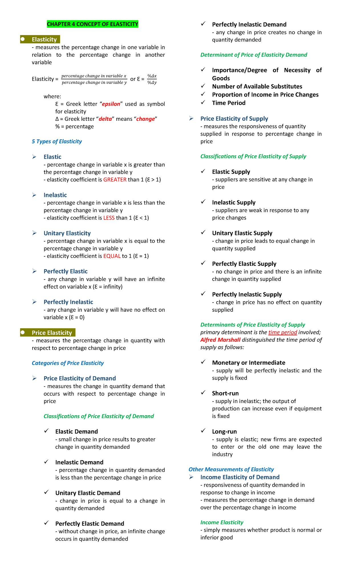 CHAPTER 4: CONCEPT OF ELASTICITY - Semi Final Reviewer for ECON 101 ...