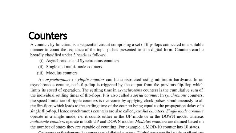 MOD-10 Counter Overview and Functionality - Studocu