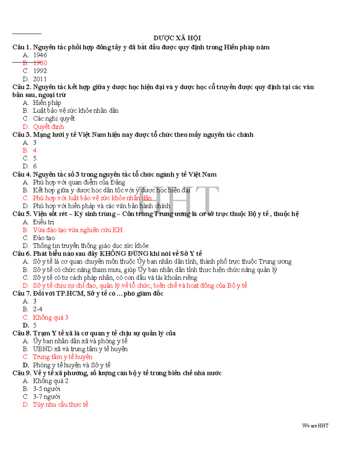 Tổng Hợp Dược Xã Hội - Câu Hỏi Ôn Tập HHT - Document Preview