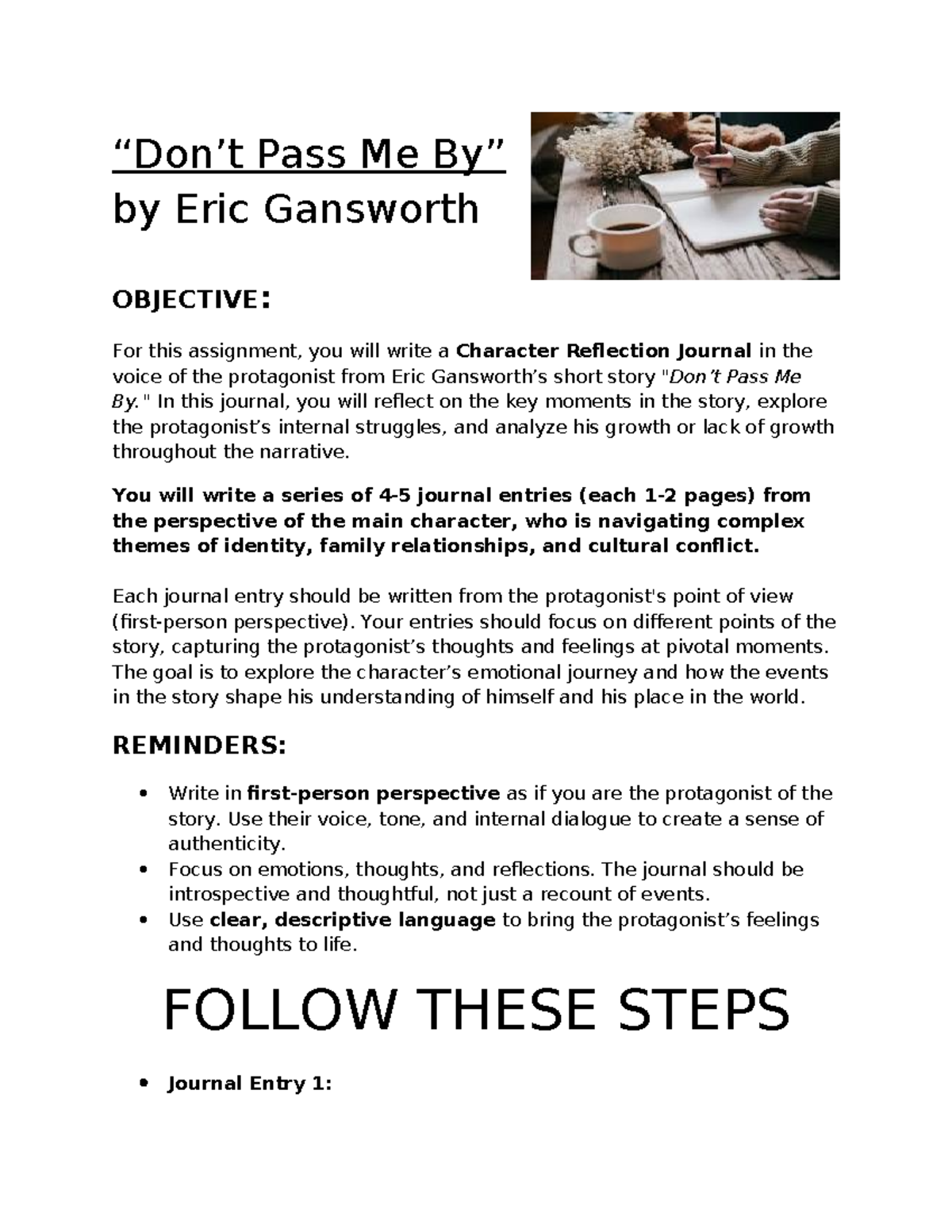 ENG 201 - Character Reflection Journal on 