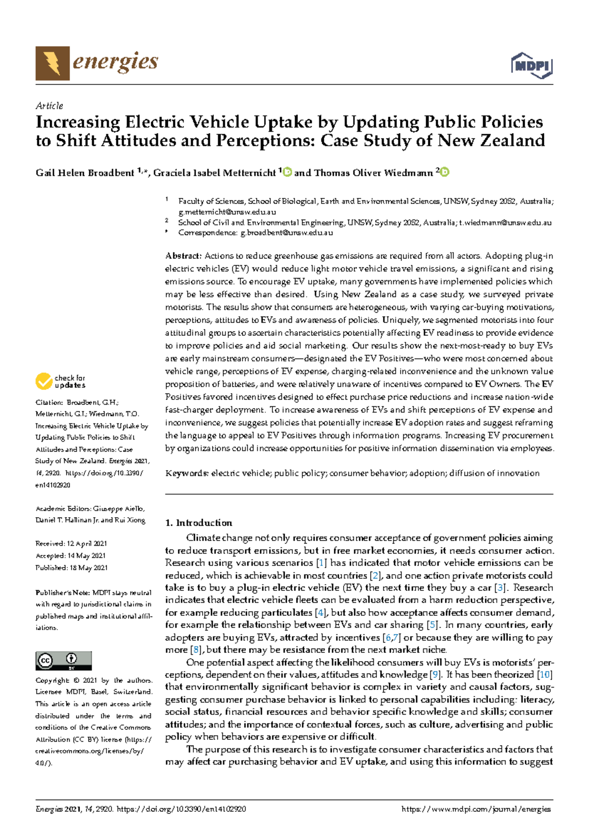 Increasing EV Adoption in New Zealand: Policy Insights and Consumer ...