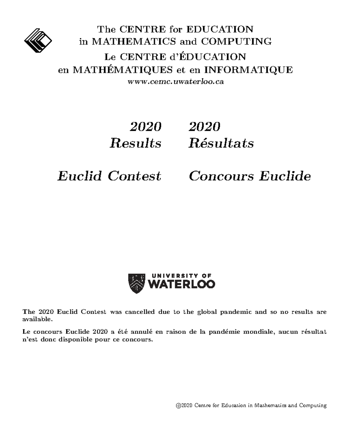 2020Euclid Results - Math - The CENTRE for EDUCATION in MATHEMATICS and ...