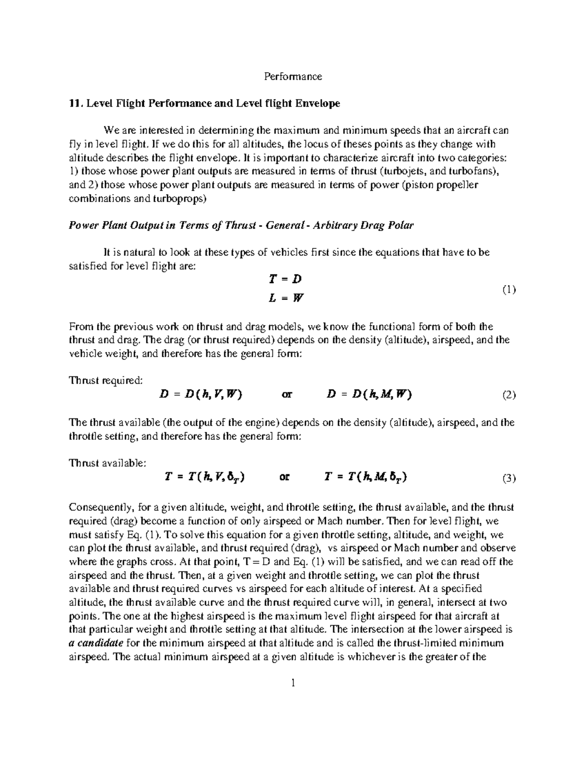 NOTE-levelflightperf - Performance 11. Level Flight Performance and ...